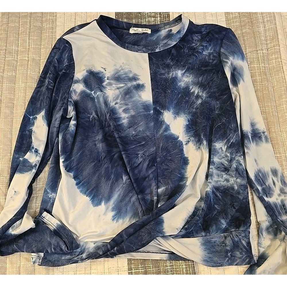Pretty Rebel Blue And Grey Longsleeve Shirt Sz M
